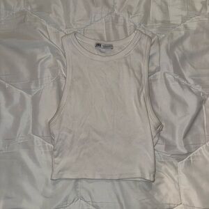 Zara Cropped White Tank Top
